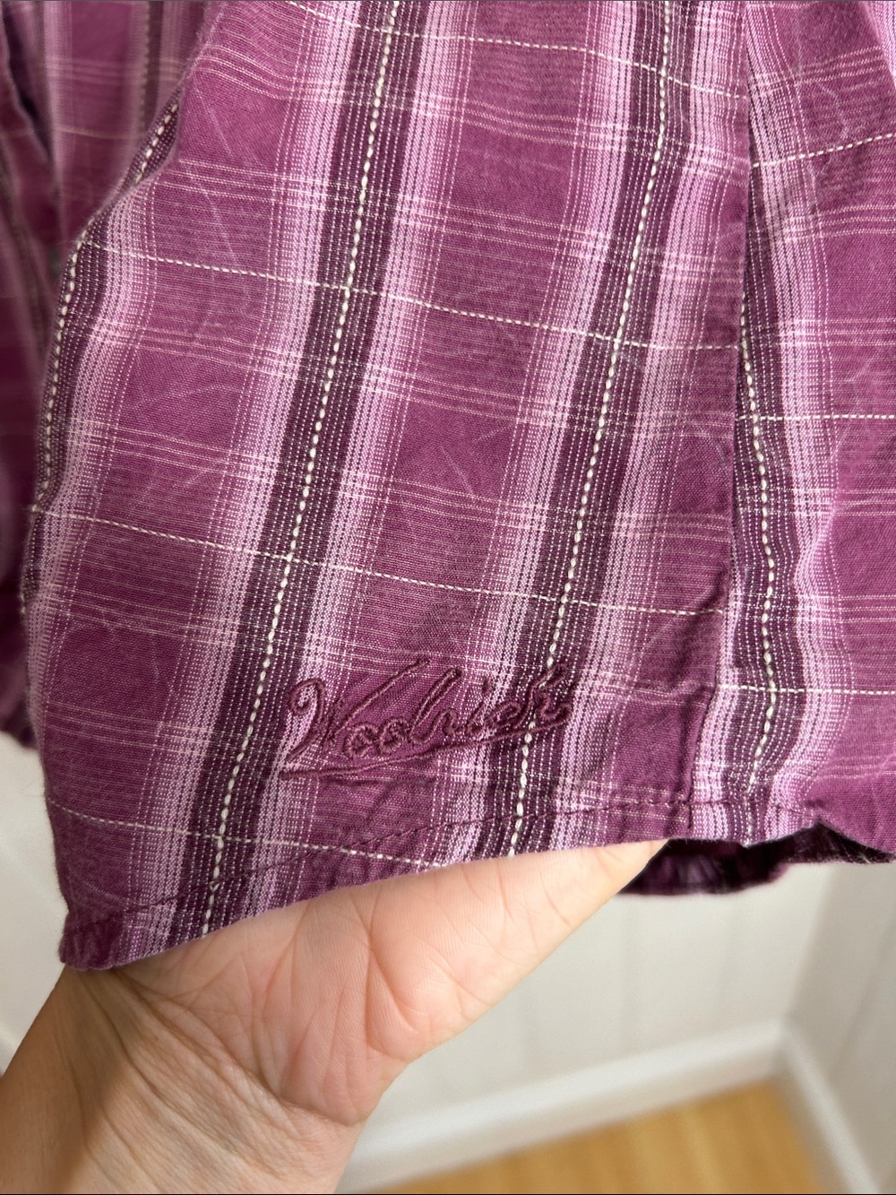 Vintage Woolrich Cotton Purple Plaid Button-Up Shirt size Medium 100% cotton - Picture 4 of 7